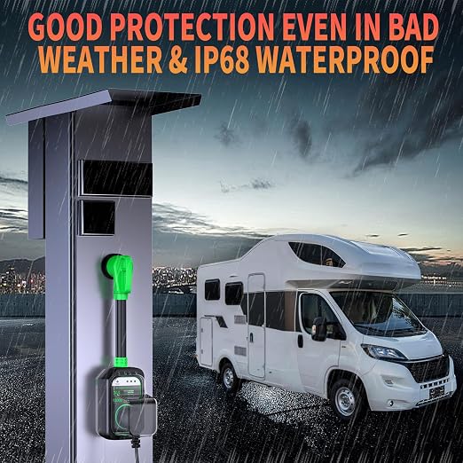 GEARGO RV Surge Protectors 30 Amp, 12000 Joules RV Circuit Analyzer, IP68 Surge Voltage Protection, RV Adapter Plug for Camper (Green)