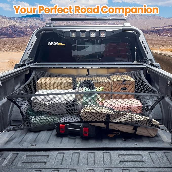 Kaishengyuan Phone Mount for 2018 2019 2020 2021 2022 2023 Jeep Wrangler JL JLU & Gladiator JT & Truck Bed Net Elastic Cargo Net Stretchable Mesh Organizer for Pickup, Suitable for Daily Light Loads