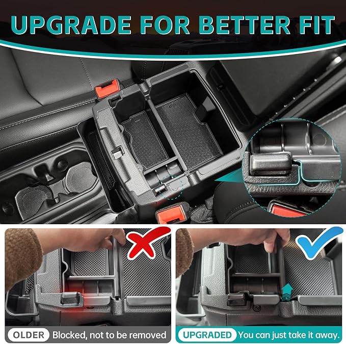 4PCS Center Console Organizer Combo Kit Compatible with 2024 2025 2026 Jeep Wangler JL JLU 4xe Rubicon Sahara & Gladiator JT Accessories, Armrest Storage Box & Grab Bar Tray & Gear Shift Tray