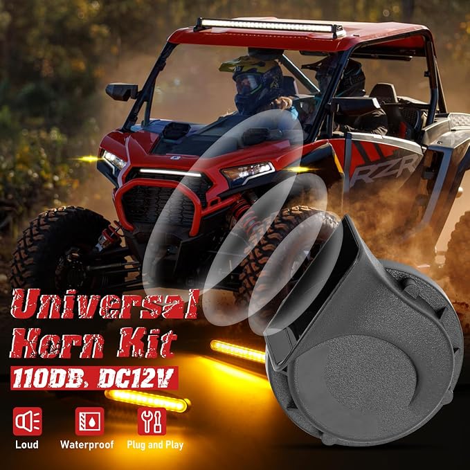 SUNPIE UTV Turn Signal Lever with Horn and Column Switch,Bright Amber UTV Blinker Street Legal ATV Turn Signals Kit Plug and Play for Polaris, Teryx, CFMOTO and Can-am Arctic Cat Wildcat