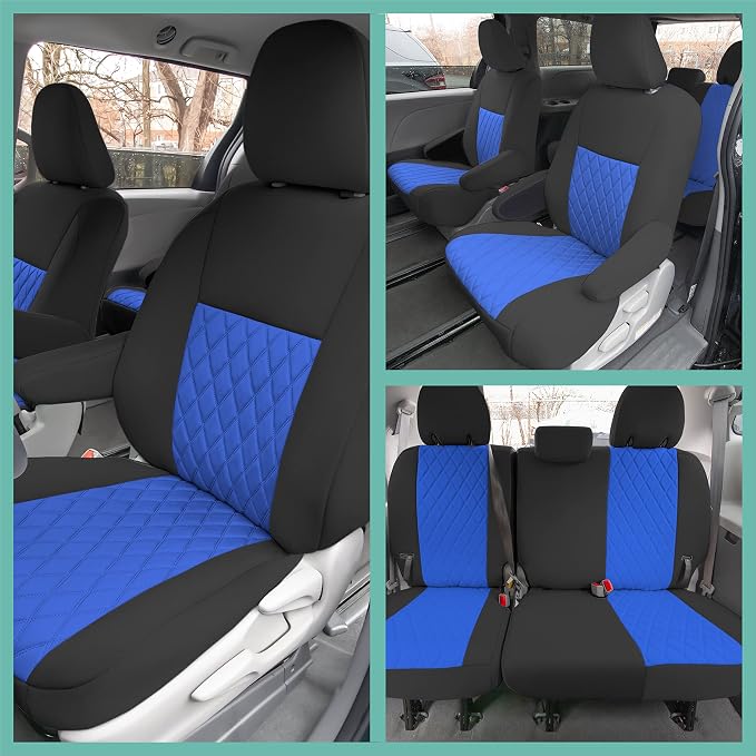 FH Group Custom Fit Car Seat Covers Specifically Made for 2011-2020 Toyota Sienna 7 Seater with Ultraflex Neoprene Water Resistant Automotive Seat Covers - Full Set Blue