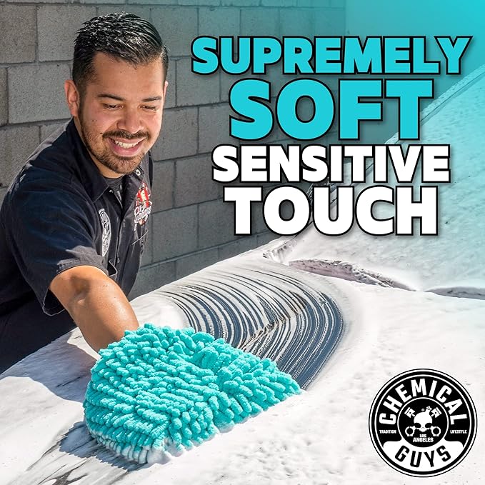 Chemical Guys Teal X-Large Noodles Mitt 2 Pack - Ultra Plush Scratch-Free Wash Mitt with Maximum Foam Coverage for All Vehicle Surfaces (MIC51302)