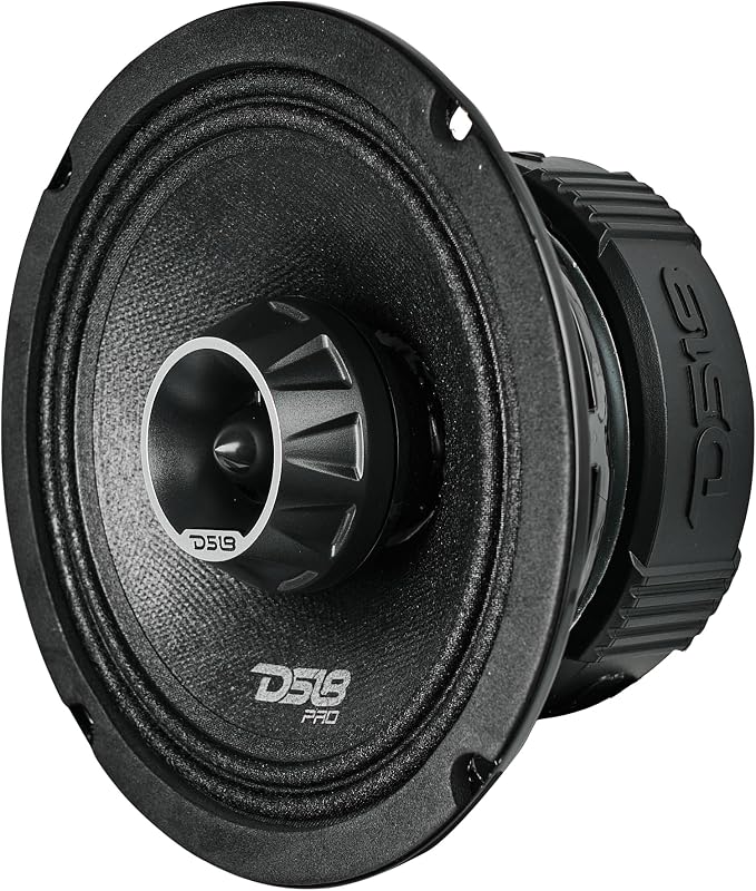 DS18 PRO-ZT6 6.5-Inch 2 Way Pro Audio Midrange Speakers with Built-in Bullet Tweeter 4-Ohms 450W Max 225W RMS Water Resistant - Black Metal Mesh Grill Included (1 Speaker)