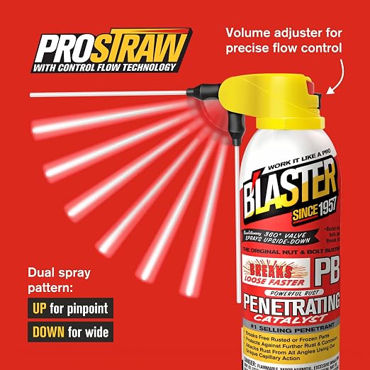 PB Blaster Penetrating Oil Spray, 11 oz Aerosol Cans (6-Pack) – Rust Remover & Bolt Loosener for Stuck Nuts, Bolts & Rusted Parts – Penetrating Catalyst for Automotive & Mechanical Use