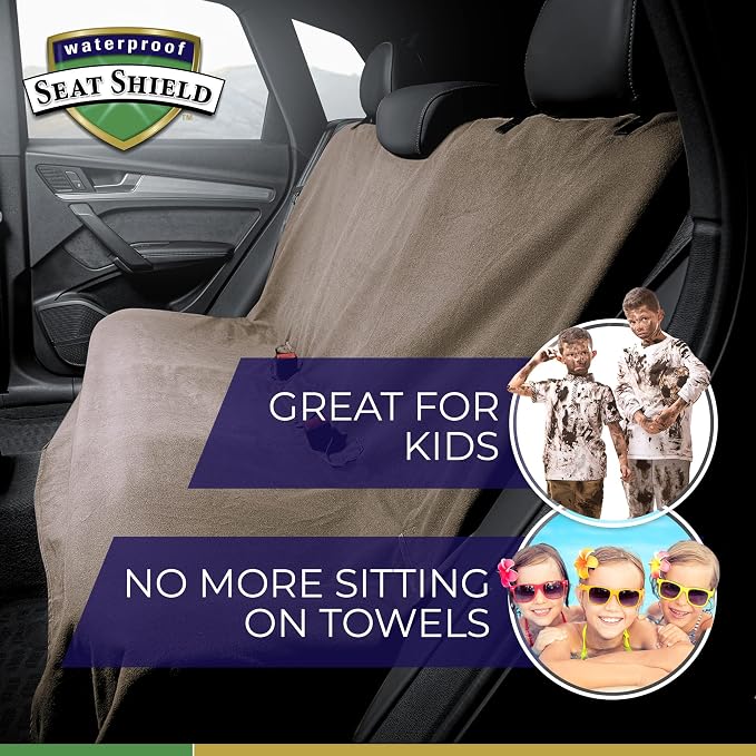 UltraSport Front Seat Cover and Backseat Cover - Tan Washable Car Seat Towels and Back Seat Protector for All Vehicles - Universal Car Seat Protectors from Sweat, Food, Dirt
