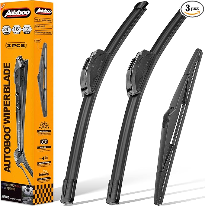 AUTOBOO 24"+18" Windshield Wipers with 12" Rear Wiper Blade Replacement for Kia Sportage 2011-2016 -Original Factory Quality (Pack of 3)