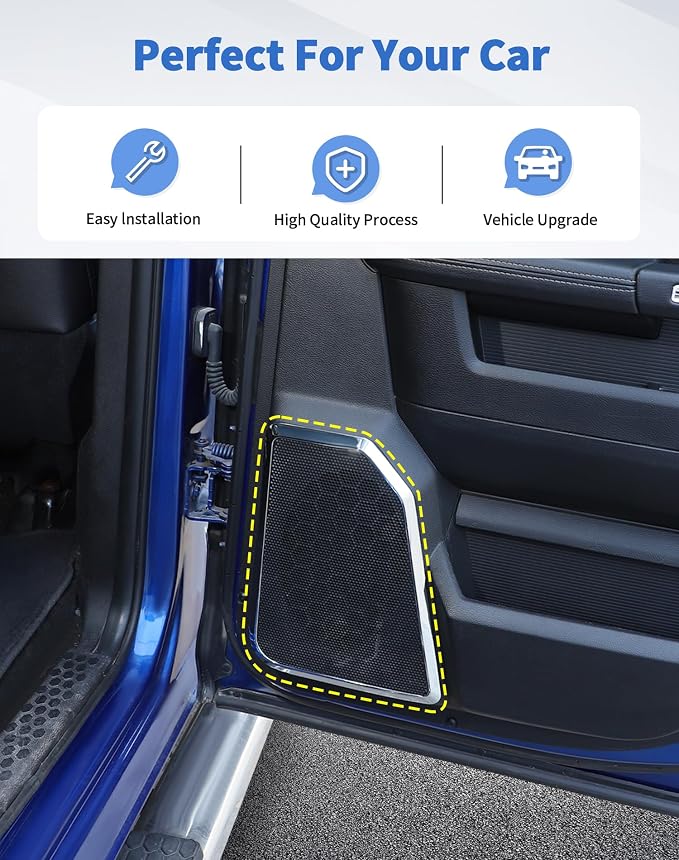 Interior Door Speaker Cover Trim Frame for Dodge Ram 1500 2010-2017 Car Interior Accessories, Chrome