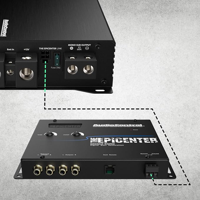 AudioControl The EPICENTER Concert Series Digital Bass Restoration Processor, Car Audio Bass Booster Enhancer with Included Dash Mount Wired Remote Control Knob, ParaBASS, Subsonic Filter (White)