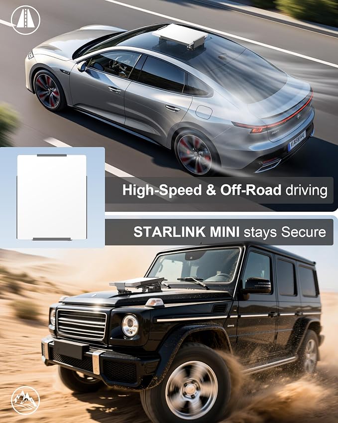 for Starlink Mini Mount, Magnetic Starlink Mini Car Mount Base Suction Cup Accessories Truck RV Flat Rack Roof Sunroof Kit Boat V4，for Camping, High-Speed & Extreme Conditions (Gray)