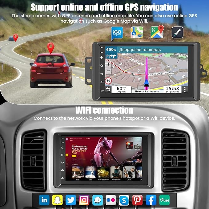 4G+64G Car Radio for 2003-2006 Chevrolet Chevy Silverado Impala Tahoe/GMC Sierra Yukon, 8-core 7" IPS Touch Screen Car Stereo Build-in GPS, CarPlay/Android Auto, Backup Camera/DSP/SWC, Android 15