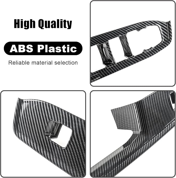 Carbon Fiber Window Lift Switch Panel Cover Compatible with 2022-2026 Chevy Silverado 1500/2500HD/3500HD, Window Control Panel Cover for 2024-2026 GMC Sierra 1500/2500HD/3500HD Crew Cab