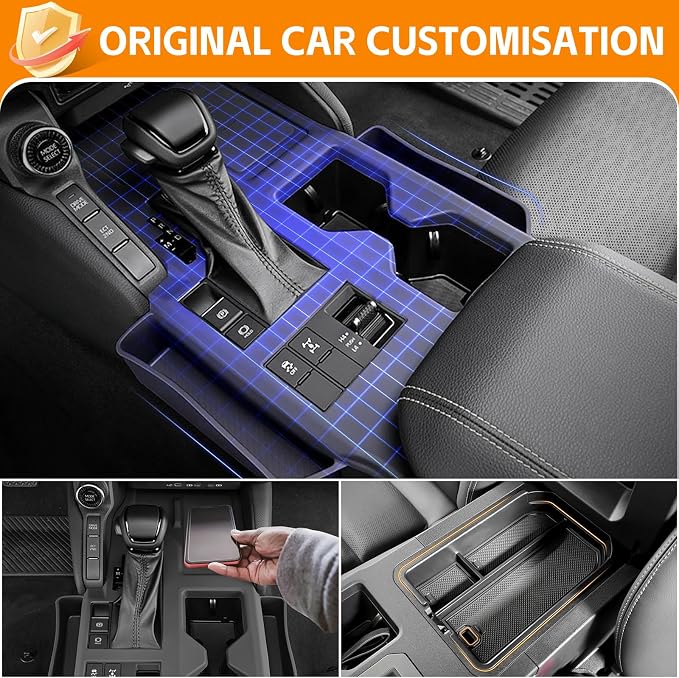 Center Console Organizer for 2024-2025 Toyota Land Cruiser Prado LC250 Center Console Cover Armrest Storage Tray Insert for Land Cruiser Accessories(Not fit Cool Box&W/o Wireless Charger)