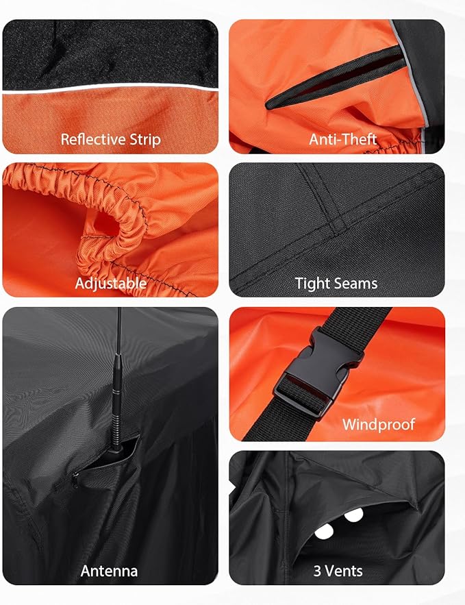 PBYMT Motorcycle Cover with Side Top Box, Waterproof Cover Compatible with Harley Davidson Touring Ultra Limited Street Glide Road Glide Electra Glide Outdoor All Weather Protection, 116" x 47" x 53"