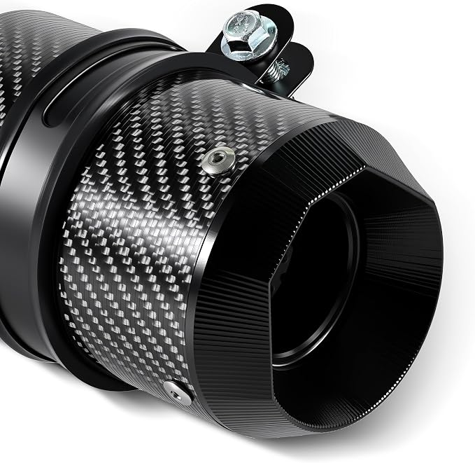 Motorcycle Exhaust, Slip-on Motorcycle Muffler, Carbon Fiber Slip on Exhaust Muffler, Fit for Z900 GSXR750 CBR650 and more, with Complete Accessories, Black
