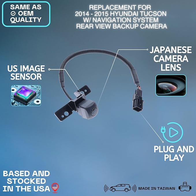 Backup Camera Replaces for 2014-2015 Hyundai Tucson w/Navigation System OE Part # 95790-2S501, 95790-2S500