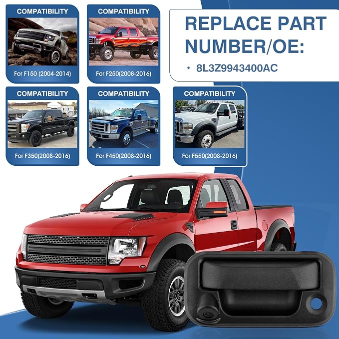 Tailgate Handle Backup Camera Fit for Ford F150 2004-2014,F250 F350 F450 F550 Super Duty 2008-2016,Explorer Sport Trac 2007-2010,Lincoln Mark LT 2006-2008 View Parking Camera 8l3Z-9943400-AC