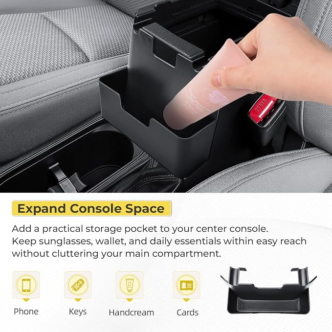 Bundle of Center Console Organizer and Armrest Hanging Storage Box, Compatible with 2013-2018 Subaru Forester, ABS Storage Compartment Divider
