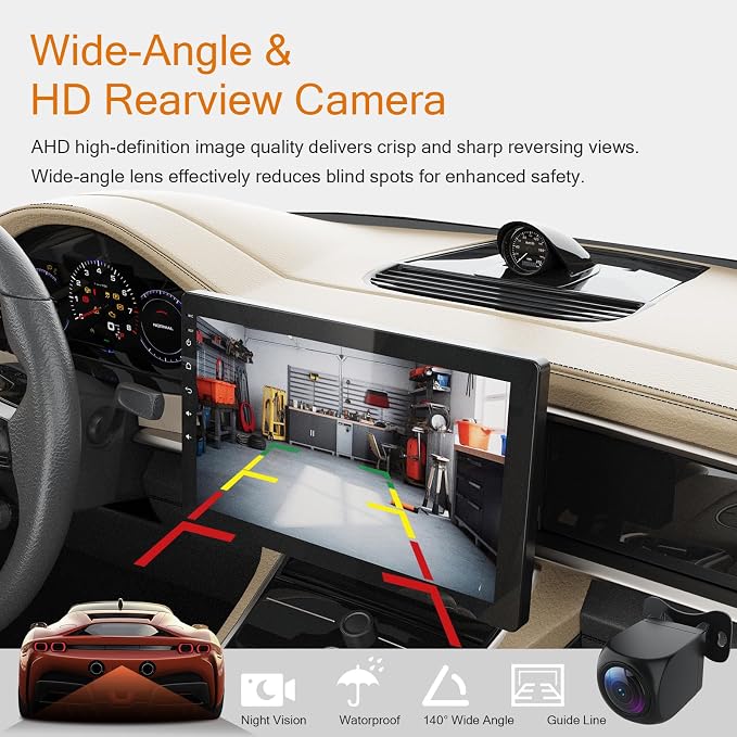 Haudio 10.1 Inch Single Din 360° Rotatable Car Stereo,Support Wireless CarPlay and Android Auto,with 1080P Rear Camera,Mirror Link|Bluetooth|Music Play|AUX|FM/AM|SWC|RDS,Single DIN Car Stereo Radio