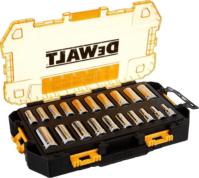 DEWALT Accessory Socket Set, 15-Piece (DWMT73807) & Deep Socket Set, 20-Piece, 3/8" Drive Metric/SAE (DWMT73812)