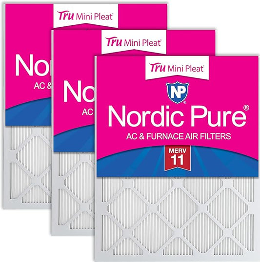Nordic Pure 14x20x1 (Actual Size: 13 1/2 x 19 1/2 x 3/4) Tru Mini Pleat MERV 11 AC Furnace Air Filters – 2.5X More Media for Extended Durability & Superior Filtration - 3 Pack