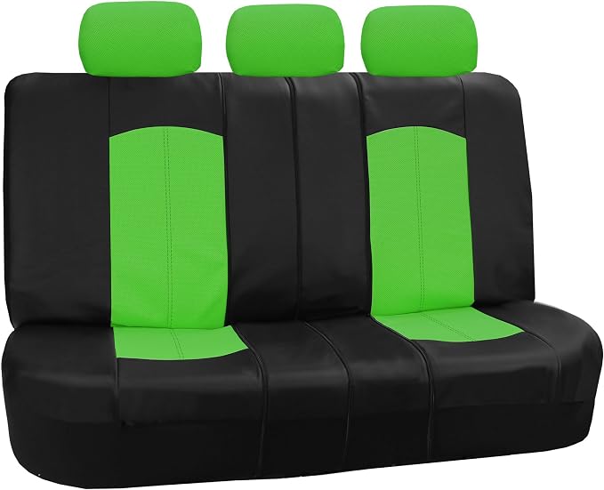 FH Group Perforated Leatherette Three Row Set 8 Seater Car Seat Covers, Airbag Compatible and Split Ready- Universal Fit for Cars, Trucks & SUVs (Green)