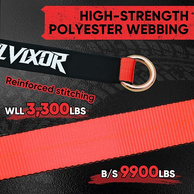 4 Pack Car Tie Down Straps for Trailers - 2" x 96" - 9900LBS Break Strength - Tire Ratchet Strap with Snap Hooks - Adjustable Wheel Straps for Hauling UTV, SUV, Truck, Any Cars