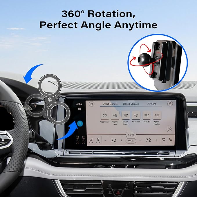 Car Phone Holder for VW Atlas 2024 2025 2026/ VW Altas Cross Sport 2024 2025 2026 Accessories Apply to 12 Inch Touch Screen Fixed Clip Magnetic Cell Phone Mount Hands-Free 360° Rotation