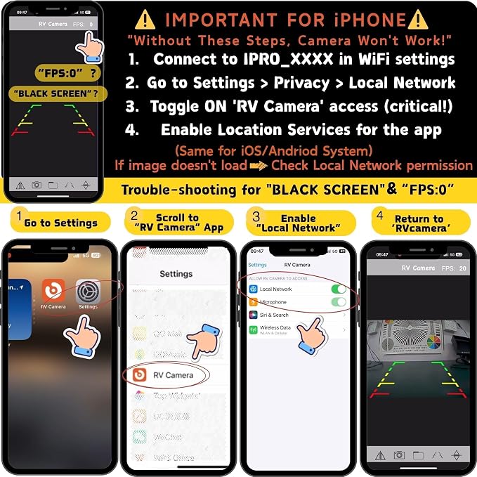 EWAY Strong Magnetic Wireless Backup Camera for iPhone Android, WiFi Hitch Camera Rechargeable Battery for Hitch Gooseneck Travel Boat Horse Trailer Truck Camper RV Front Rear View Reverse Back up