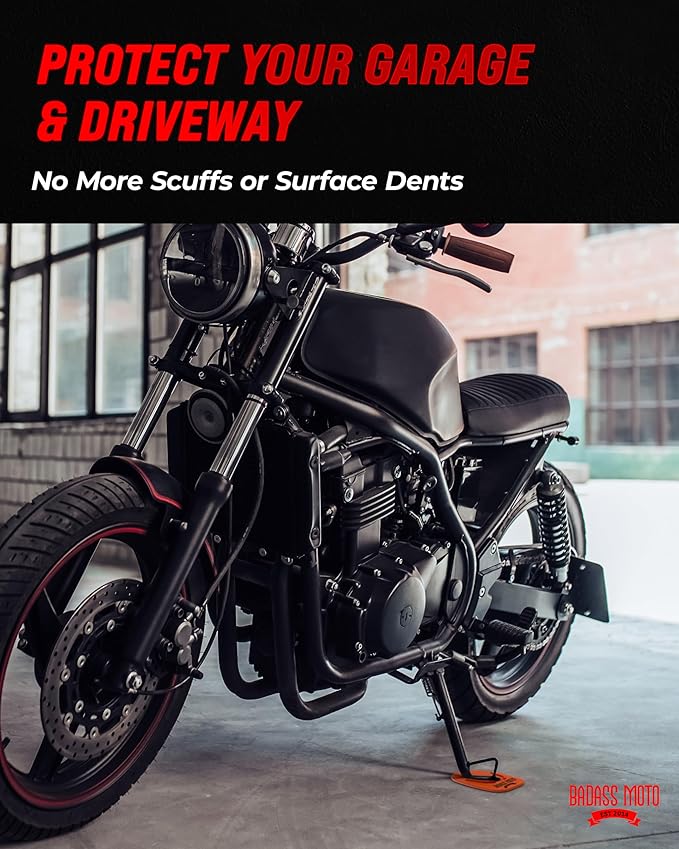 Badass Moto Motorcycle Kickstand Pad - Kickstand Plate - Kick Stand Puck - Motorbike Parking Coaster - Motor Cycle Stand Pad for Harley Davidson Accessories Motorcycle Gifts Kickstand Support Orange