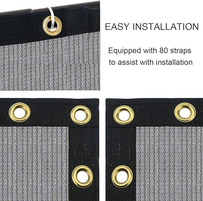 Sunnyglade 6 feet x 100 feet Privacy Screen Fence Heavy Duty Fencing Mesh Shade Net Cover for Wall Garden Yard Backyard (Grey, 6 ft X 100 ft)