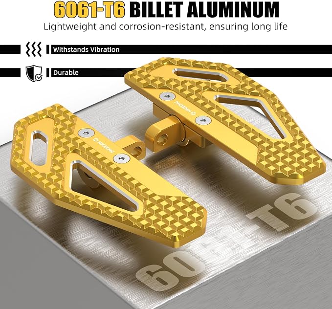 NICECNC Gold Rider Footpegs 33032-99 Compatible with Harley Dyna Street Bob FXDB 2006-2017 Low Rider FXDL 1993-2017 Super Glide FXD 1995-2013 Fat Bob FXDF 2008-2017 See Fitment