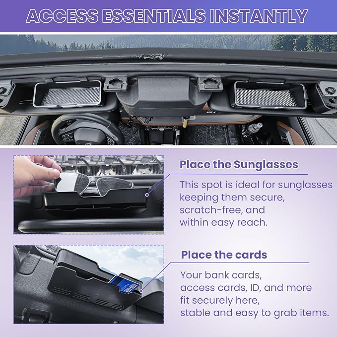 RUNROAD Center Console Organizer Compatible with 2021-2025 Ford Bronco 4 Doors Accessories, Rear Seat Air Vent Deflectors for 2025 Bronco Rear Air Conditioning Extensions 4PCS (NOT for 2-Doors/Sport)