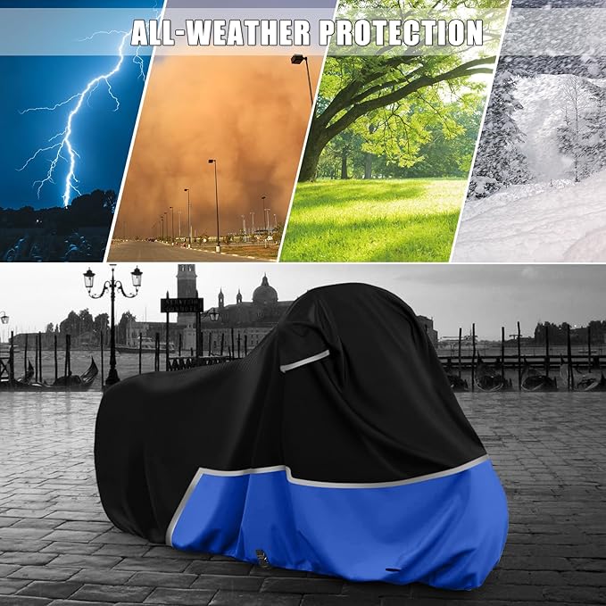 Waterproof Motorcycle Cover Replace for Harley Davidson Sport Models, 420D Oxford Cloth Nightster, Sportster Motorcycle Cover with Reflective Strips for Snow Rain Dust Hail Protection