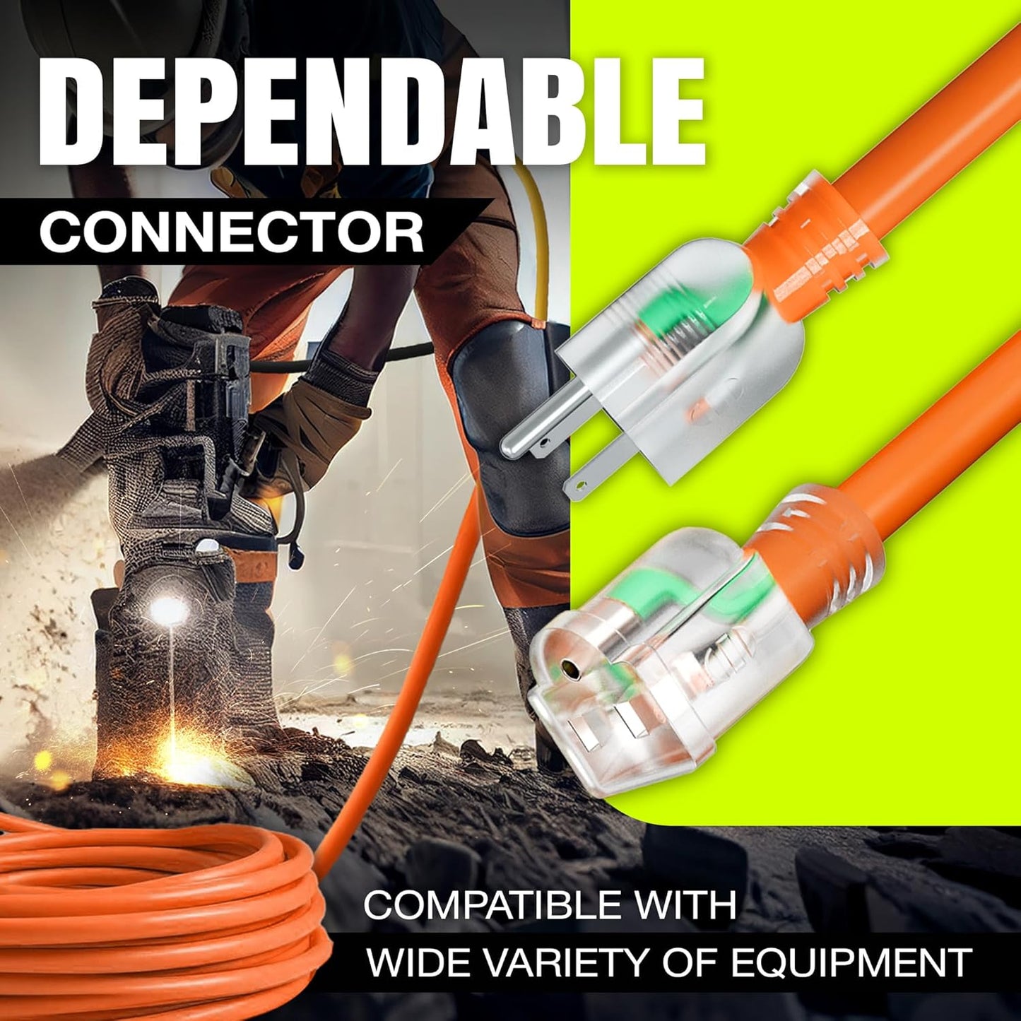 200ft Outdoor/Indoor Extension Cord 10/3 Gauge Ultra Heavy Duty 3 Prong SJTW, Waterproof, Flexible Cold-Resistant Long Power Cord,10A 125V 1250W, Orange by LifeSupplyUSA