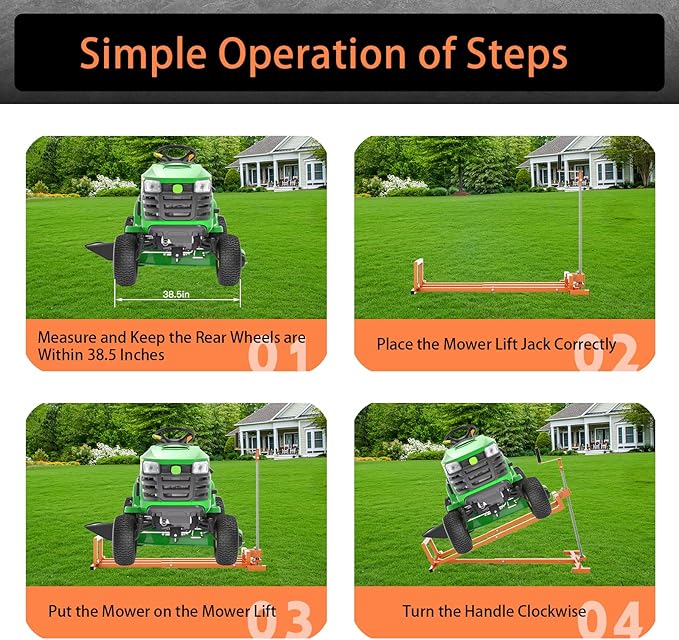Lawn Mower Lift Jack - Lifting Platform 882 lbs Capacity for Lawn Mowers & GardenTractors with Manual & Power Tool Handles