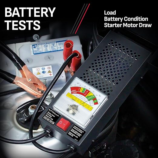 Schumacher Electric 100A Car Battery Load Tester and Voltmeter, for Batteries Up to 1000 Cranking Amps, Charging System Diagnosis, for 6V/12V Power Sport, Automotive, and Marine Batteries, BT-100