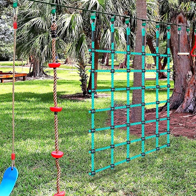 BeneLabel Climbing Cargo Net 49" x 77" Indoor Climbing Net, Outdoor Cargo Webbing Net Playground Climbing Net for Treehouse 100% Nylon Material Rope Ladder
