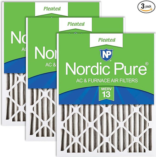 Nordic Pure 14x20x2 (Actual Size: 13 1/2 x 19 1/2 x 1 3/4) Pleated MERV 13 Air Filters 3 Pack