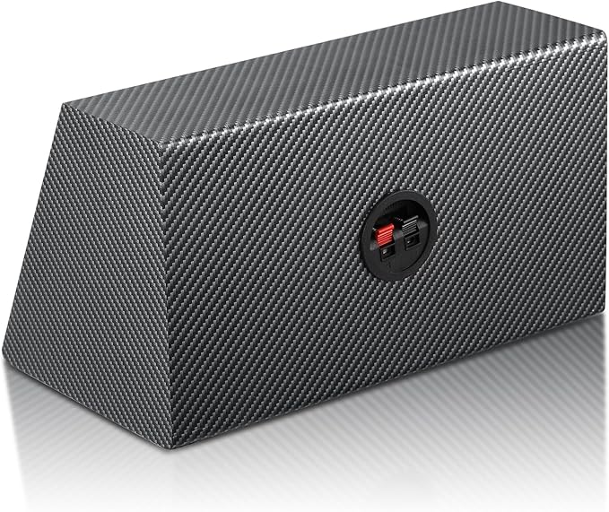 6" X 9" Speaker Enclosure, Trapezoidal Car Speaker Empty Enclosure w/Sound-Absorbing Cotton & Speaker Spikes Pad Mat, PVC Veneer Speaker Box Enclosure for Home, Vehicle Sub Sound Supplies