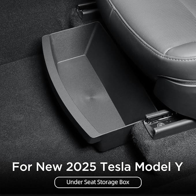 LUCKEASY 2PCS UnderSeat Storage Organizers for Tesla Model Y Juniper 2025 2026 Standard/Premium/Performance 1st Row Under Seat Storage Box Driver & Passenger Organizers Accessories TPE Black