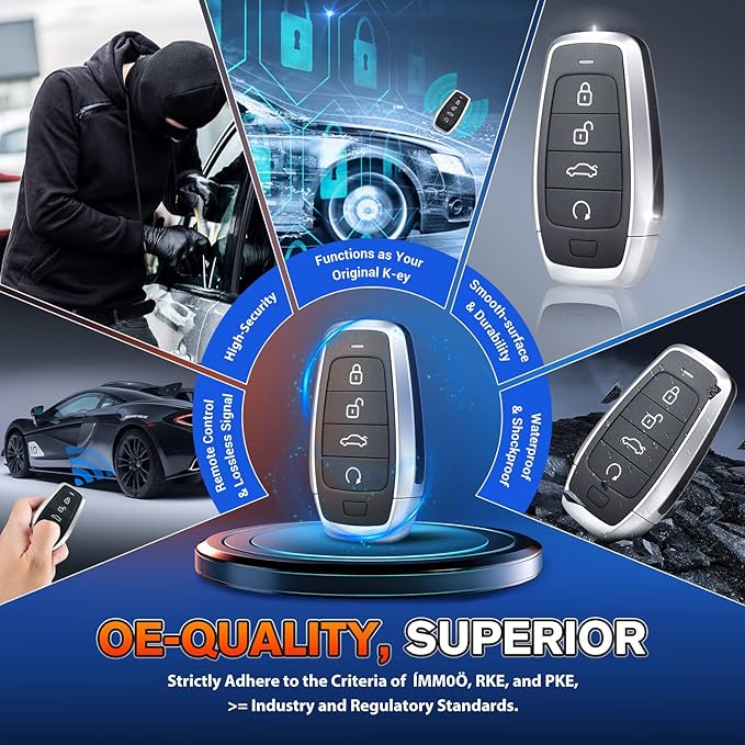 Autel Original Blank Key, IKEYAT004CL, 2026 Programmable Universal Key Fob Replacement, 4-Button OE-Quality for 700+ Vehicles, OBD Learning, Dual-Band, 130FT Remote, Work w/ KM100 Scan Tool