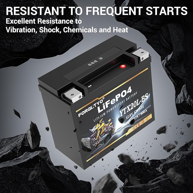 Lithium YTX20L-BS, 800A LiFePO4 Motorcycle Battery, 12V 10AH ATV, UTV, Jet Ski, 4 Wheeler,Snowmobile,Tractor,Generator and Riding Lawn Mower Battery