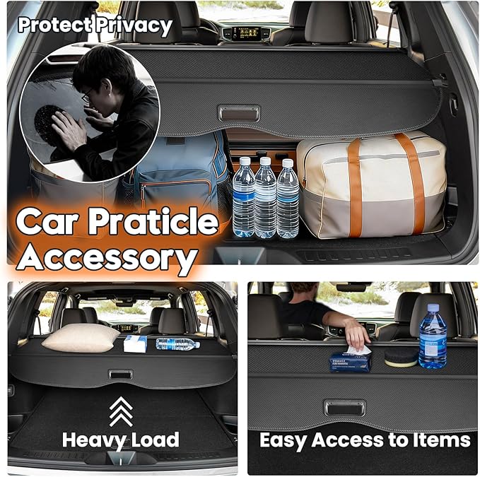 Powerty Cargo Cover for 2019-2025 Honda Passport Accessories, Trunk Cover Retractable Trunk Shielding Shade Cargo Luggage Cover for 2025 Honda Passport