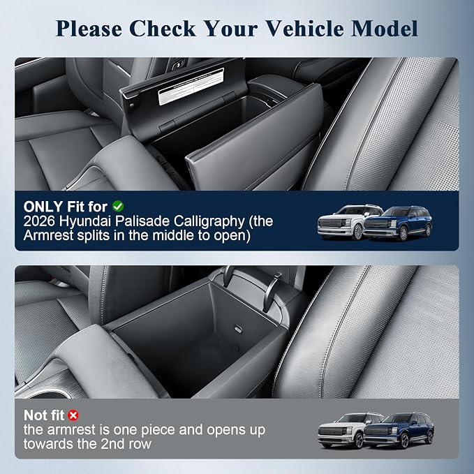 BIBIBO 2Packs for 2026 Hyundai Palisade Center Console Organizer 2026 Hyundai Palisade Calligraphy Console Tray 2026 Palisade Console Insert Tray 2026 Palisade (ONLY FIT 7-Seats Palisade Calligraphy)