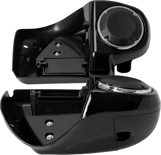 ECOTRIC Motorcycle Lower Vented Leg Fairing W/Speaker Box Pods & Grilles + 6.5“ Speakers Compatible with 2014-UP Harley Davidson Touring Road King Street Glide Electra Glide Models (Air-Cooled)