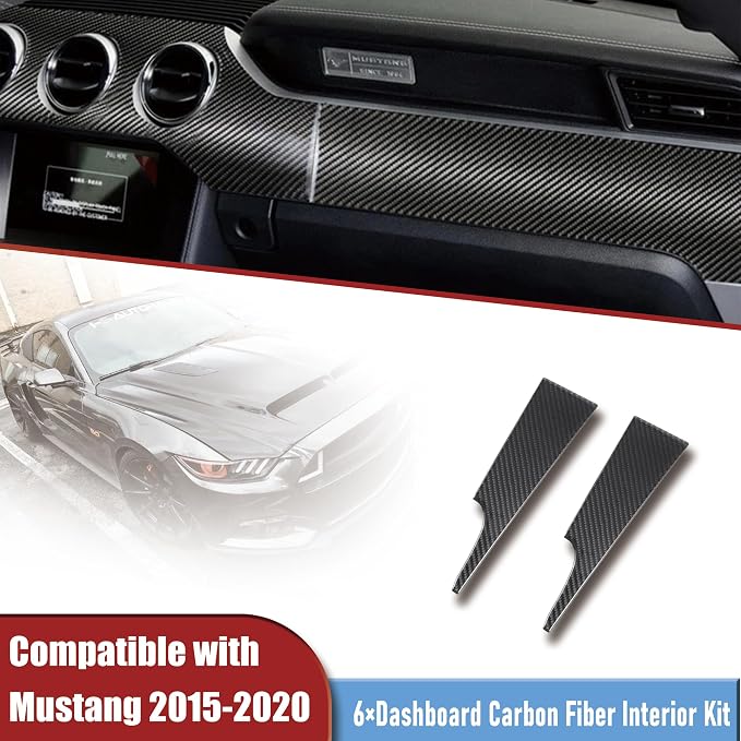 5-Piece Carbon Fiber Dashboard Instrument Panel Trim Cover Kit, 3K Real Carbon Fiber Sticker Overlays, Glossy Finish, Interior Decoration