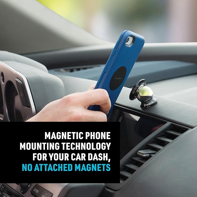 Nite Ize Steelie Orbiter Dash Kit - Metal Plate Attaches to Exterior of Charger - Dashboard System with Magnetic Socket, Dash Mount & Metal Plate - Orbiter