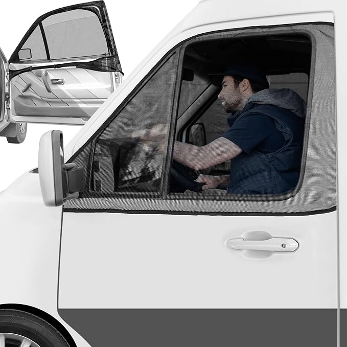 Yahenda Van Window Bug Screen 47 x 33 Inches Universal Cars Sun Protection Net Breathable Mesh Car Window Covers Car Shades for Front Windows Magnetic Suction Privacy Protection for Van SUV Cars