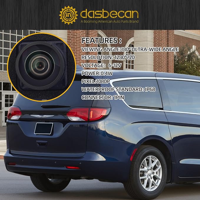 Dasbecan 68144068AC Upgraded Front & Rear Backup Camera with Side Surround View Compatible with Chrysler Pacifica Voyager Ram 1500 Maserati Ghibli Levante 2017-2022 Replaces# 68144068AB 68144068AD