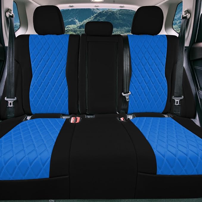 FH Group Custom-Fit Car Seat Covers Specifically Made for 2021-2026 Nissan Rogue, Rear Set Blue Ultraflex Neoprene Waterproof Automotive Seat Cover